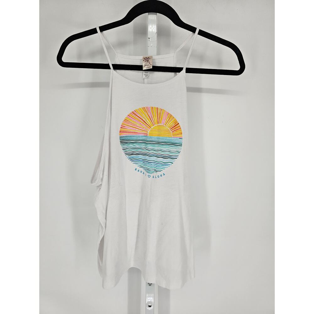 Kauai Hawaii Womens Sz XL Spaghetti Strap Tank Top Sunset Sunrise Print